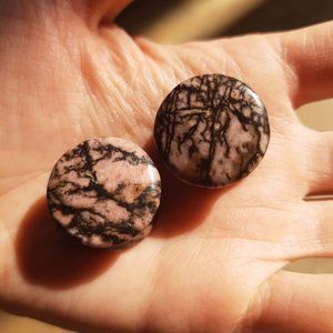 Rhodonite organic ear plugs double flare